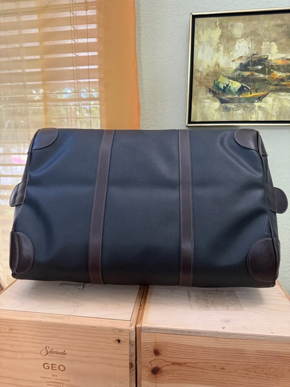 VINTAGE MULHOLLAND BROTHERS HANDMADE 100% LEATHER DUFFLE BAG. NWT - Picture 6 of 12
